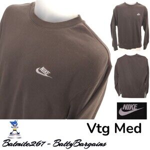 Vintage Nike Sweatshirt Mens Large Olive Crew Neck Sweater Swoosh